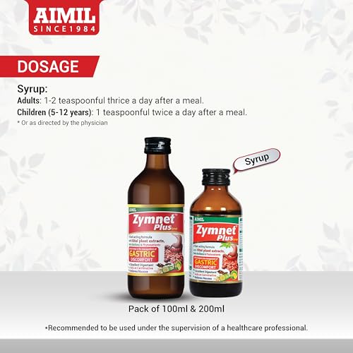 Image of AIMIL Zymnet Plus Syrup - 200ml | Ayurvedic Digestive Syrup for Gastric Discomfort & Acidity | Carminative Herbal Digestant Tonic to Control Nausea and Relieve Abdominal Pain