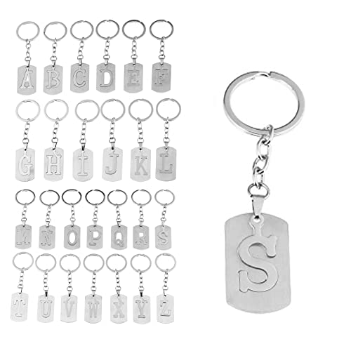 farsky Porte-clés personnalisé en forme de lettres argentées A-Z brillant initiales en acier inoxydable Cadeau d'anniversaire Unisexe, S, S Cover