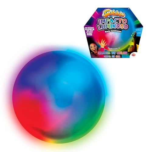 Bizak Super Wubble impacto luminoso, muda de cor quando choca, parece uma bolha e joga-se como uma bola gigante, para brincar dentro e fora de casa, infla-se até 75 cm (62940716)