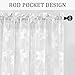 DWCN 2 Pack White Floral Lace Valances for Kitchen - Rod Pocket Half Window Sheer Curtains for Small Window Living Room Cafe, 42 x 12 inch, Lace White