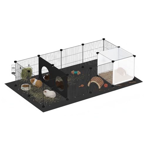 Skylos Hamster Playpen Guinea Pig Cage Rabbit Run Small Animal Pen with Door - 16 Panels Indoor Modular Puppy Fence Customizable Cage for Hamster Bunny Chinchilla