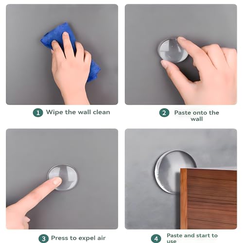 Wandschutz von Türknäufen-Efbock Transparent Silikon-Türstopper Wandschutz-Premium Türstoßstange Wandschutz für Zuhause oder Büro-Selbstklebender Türgriff Stoßschutzstopper Gummistopper 6stück