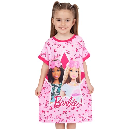 Barbie Nightgown For Girls | Short Sleeve Pajama Gown | Fashionista Girls Sleep Shirt | Ages 4 To 102
