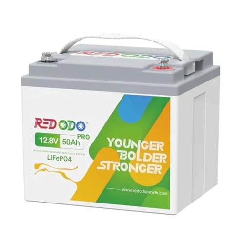 Redodo 12 V 50 Ah Batería LiFepo4, batería de litio capacidad 50 Ah para alimentar varios dispositivos, 4000 ciclos profundos y vida útil de 10 años para Trolling Motor, Sistemas Solares, Camping,