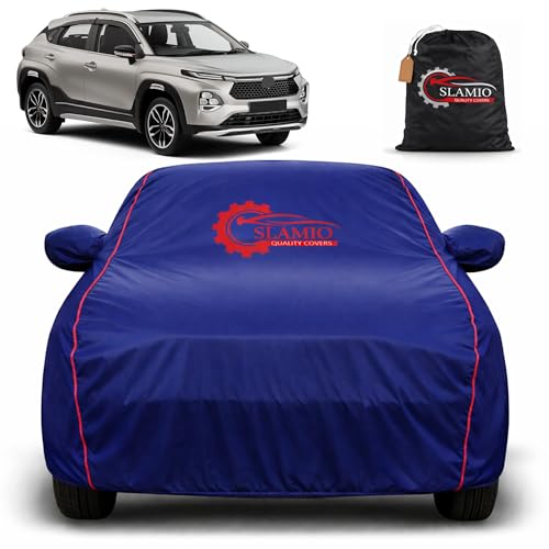 Image of Car Cover for Toyota Urban Cruiser Taisor 2024-2026 | 100% Waterproof Heavy-Duty 3-Layer | All-Weather Rain, UV, Sun & Dust Protection | Custom Fit | Mirror & Antenna Pockets | Navy Blue