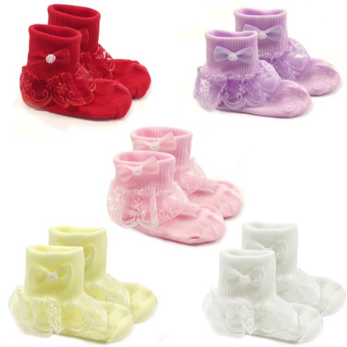 Chaussettes haut de gamme à revers en dentelle pour fillette 4-6