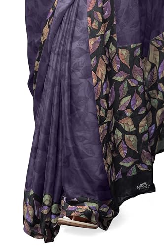 Image of MIRCHI FASHION Saree for Woman Chiffon Geometric and Leaf Printed | Lightweight Daily Regular Use Comfortable Women's Sari with Blouse Piece (Available in 15 Designs)