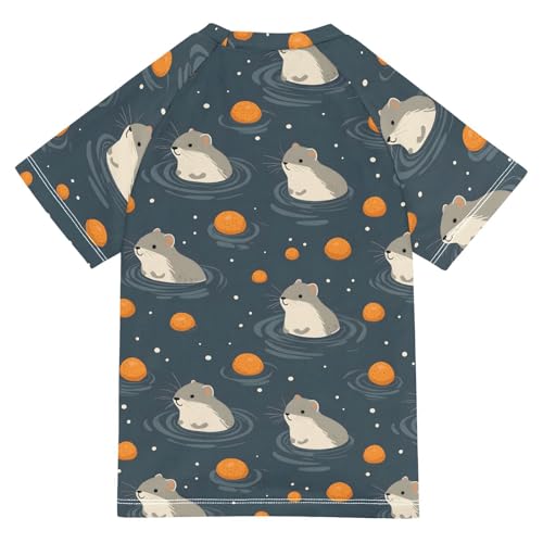 ALAZA Kids Rash Guard Girls Boys Toddler Swim Shirts Short Sleeve Hamsters Oranges UPF 50+ 3T2