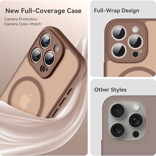 Helssitot für iPhone 16 Pro Max Hülle mit Magsafe, Militär-Grade Stoßfest Kratzfest Anti-Fingerabdruck Magnetisch Rückseite Matt Handyhülle für iPhone 16 Pro Max 6,9 Zoll,Braun