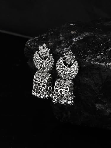 Image of INDO ERA Silver-Plated Contemporary Assorted Jhumka Earrings for Girls and Women | You will get any one Jhumka from all