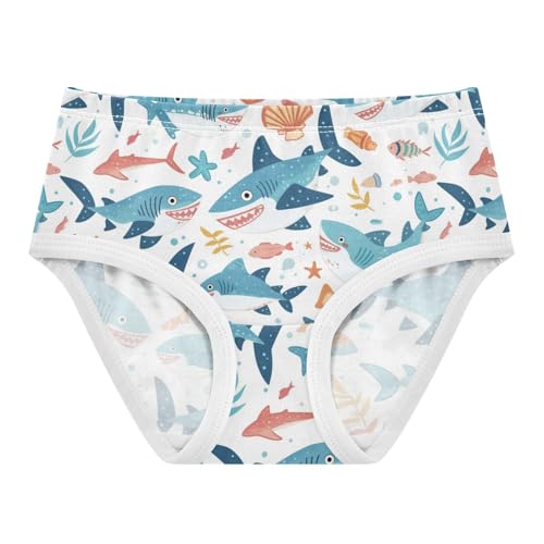 Wusikd Cute Sharks Girls' Underwear Cotton Fishes Girls Briefs Soft Toddler Underwear 2T