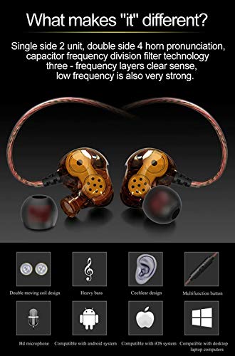 Wired Earphones,in-Ear Monitor metal Earbuds,Double Dynamic Drives Earphone,Noise Cancelling Waterproof Sports Earphones… - Image 3