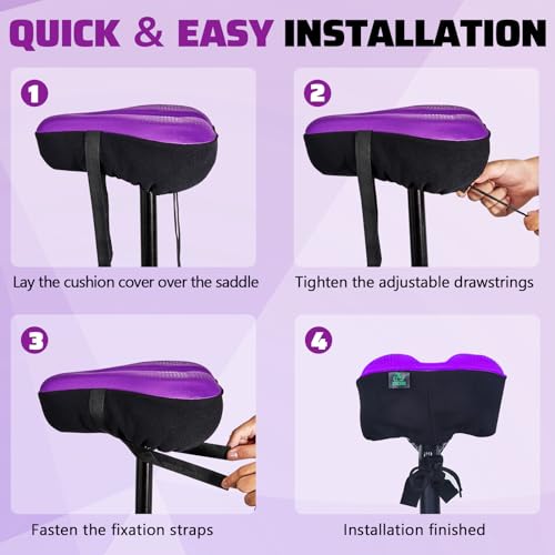 image for Zacro Bike Seat Cover Big Size, Gel Padded Wide Cushion for Bike Saddl