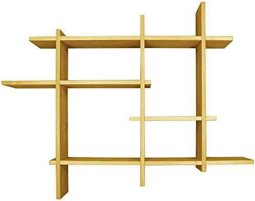 LATTICE - Wood Floating Geometric Retro Wall Display Storage Accent Shelf - Natural
