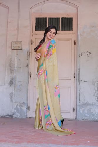 Image of MIRCHI FASHION Saree for Woman Chiffon Floral Printed | Lightweight Comfortable Daily Wear Women's Sari with Unstitched Blouse Piece (Available in 15 Colors)