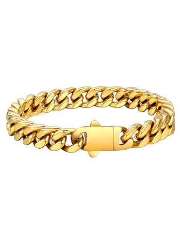FaithHeart Mens Stainless Steel Cuban Link Bracelet - 5/7/9/12mm Width 7.5