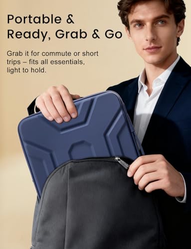 Image of DOMISO 17 inch Laptop Sleeve with Handle, Shockproof and Waterproof EVA Protective Laptop case, Laptop Sleeves for 17.3 inch HP Dell Asus Laptop, Dark Blue