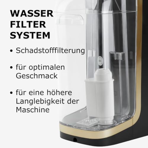 BRU Tee Automat für losen Tee & Kräuter & Teebeutel, OHNE Kapseln, Heißwasserspender & Teemaschine in einem, Tee & filtriertes Wasser auf Knopfdruck, automatisches Reinigungssystem (Schwarz/Chrome)