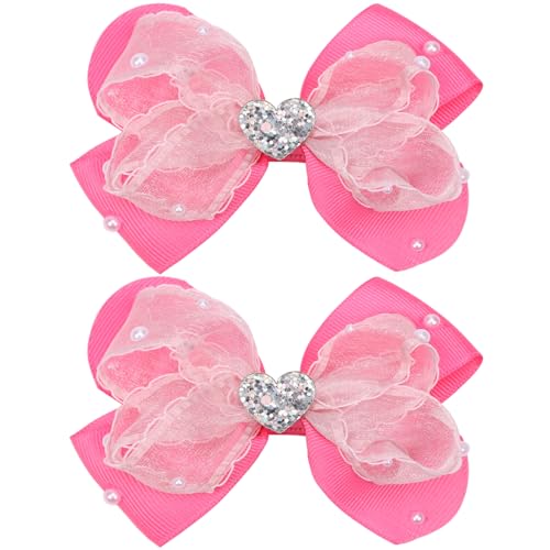 Kiszu 4.5 Inch Big Heart Hair Bows Clips miniatura 1