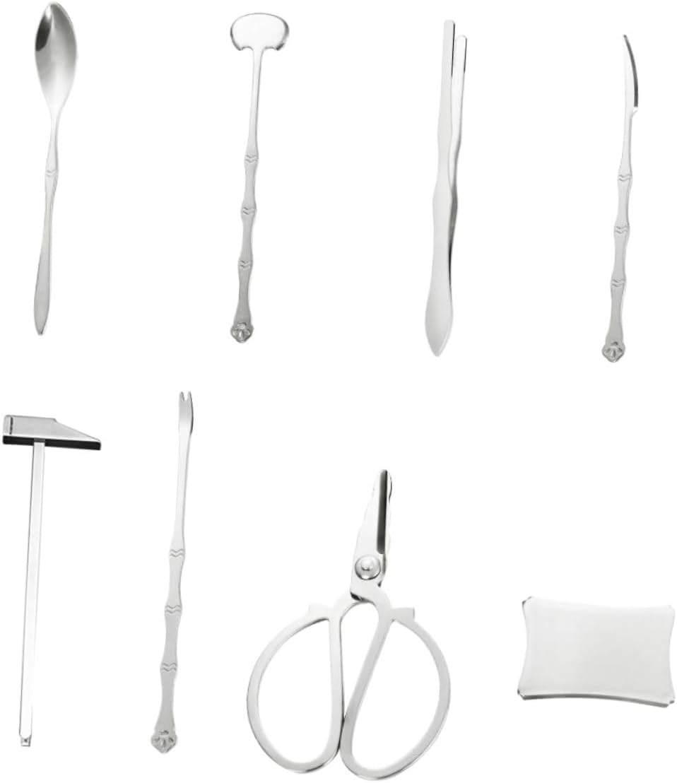 1 Set 8pcs Eating Crab Tool Set Crab Eating Tools Crab Shell Crab Leg Opener Lobster Crab Nut Kitchen Tools Wine Opener Crab Eating Gadget Hairy Crab and Fork Stainless Steel (Silver 15.5X0.6CM)