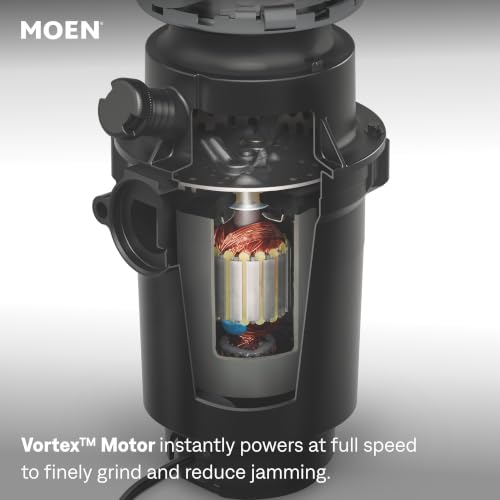 Image of Moen Prep Series Disposer 1 /2 Horsepower Continuous Feed Garbage Disposal featuring Fast Track Technology, Power Cord Included, GT50C