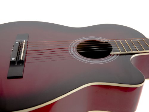 fièvre 3/4 96,5 cm Guitare acoustique Pan coupé 3/4 Redburst - Les Beatles, Paul McCartney, John Lennon, RIngo Starr, George Harrison fièvre 3/4 96,5 cm Guitare acoustique Pan coupé 3/4 Redburst – Image 6