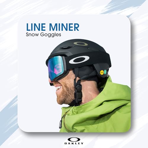 Image of Oakley Line Miner LARGE /MEDIUM Ski Goggles for Men for Women | In Matte Black, FP Black & Navy W Prizm Sapphire. Bonus kit: cleaning spray, cloth, screwdriver & mirror.
