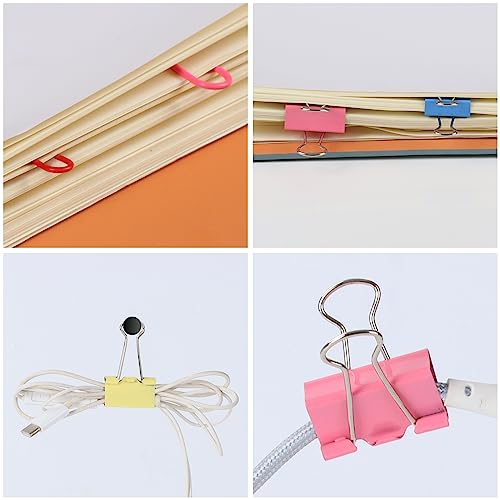 Setndts Binder Clips & Paper Clips Assorted Sizes, 240 Pcs Colored Clamps Office Supplies,Paper Clip Holder,Small/Medium Binder Clips,Metal Clips For School #TOP6