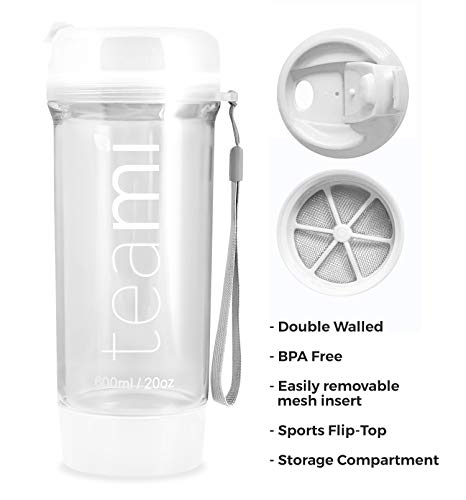 Teami Tea Tumbler Infuser Bottle - White, 20 Ounce - BPA FREE - Double Walled Mug, Hot or Cold - Our Best Infusion Bottles for Infused Fruit, Smoothies, Tea, even Coffee - Thumbnail 4