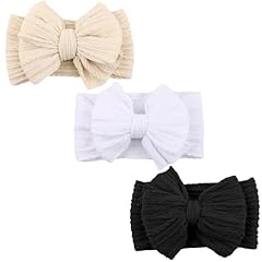 3 Pack Twists Patterned Bows: White, Black, Beige