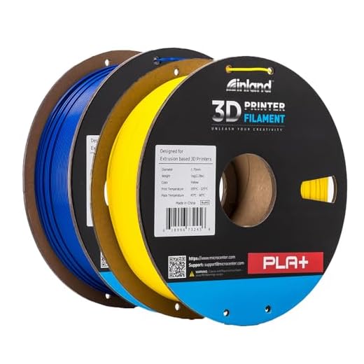INLAND Micro Center PLA+ 3D Printing Filament 1.75mm - PLA Pro Dimensional Accuracy +/- 0.03 mm - 1kg Cardboard Spool (2.2 lbs) (2 Pack Yellow & Blue, 1.75mm)