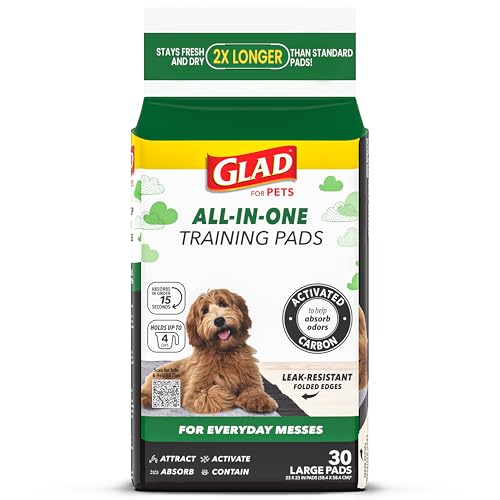 Glad for Pets Black Charcoal Puppy Pads | Puppy Potty Training Pads That ABSORB & NEUTRALIZE Urine Instantly | New & Improved Quality Dog Training Pads, 30 count