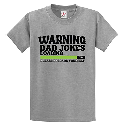 Image of Stars and Stripes Warning Dad Jokes Loading Please Prepare Yourself Adults T-Shirt(M, Heather Grey)