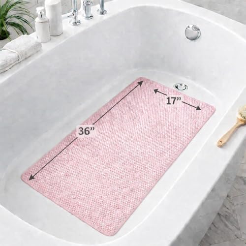 Bathtub Mat Non Slip, Bath Mat for Tub Non Slip, Tub Mat Extra Large 36 x 17 in, Bathtub Mat with Suction Cups & Drain Holes, Soft Foam, Machine Washable, White