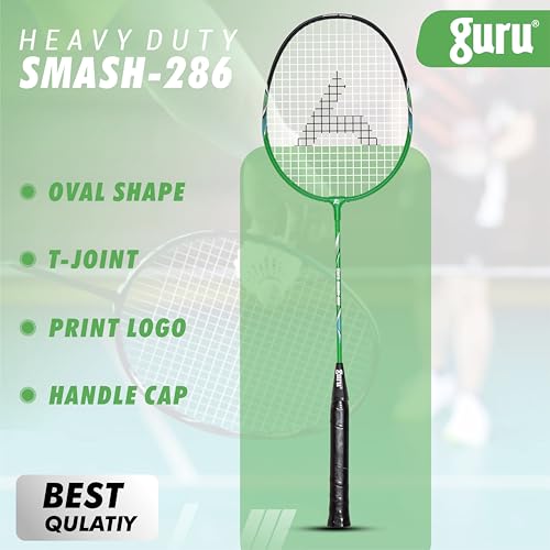 Image of GURU Smash-286 Heavy Duty Aluminium Badminton Racket Pack of 1 with Cover
