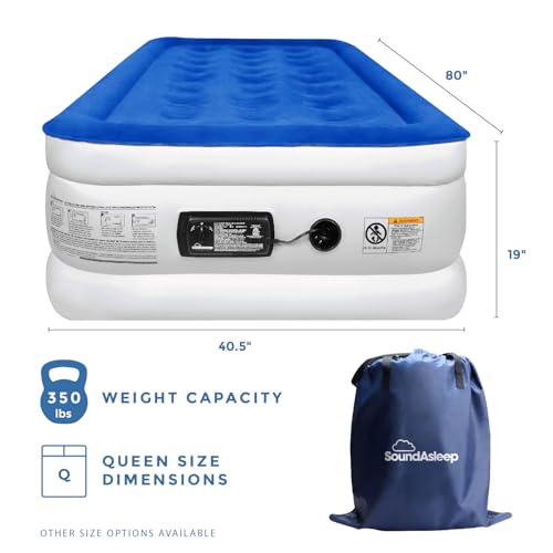SoundAsleep Dream Series Luxury Air Mattress with ComfortCoil Technology & Built-in High Capacity Pump for Home & Camping- Double Height, Adjustable, Inflatable Blow Up, Portable - Twin XL Size