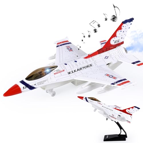 Crelloci Diecast Metal Alloy Fighter Jet Military Airplane Toy with Mist Spray, Lights & Sounds...