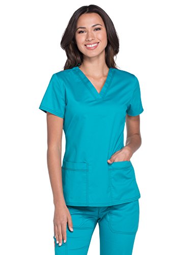 Image of Dickies Women's Jr. Fit V-Neck Scrub Top Multiple Patch Pockets