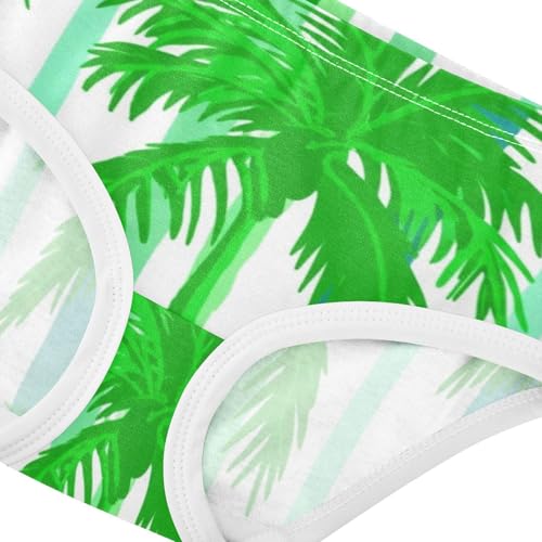 Green Palm Trees Stripes Teal Green Panties Little Girl Girls Underwear Toddlers Cotton Artistic Kids Briefs Undies 2t4