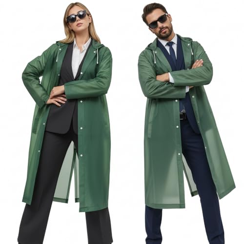 welsberg Regenponcho mit Kapuze, Damen und Herren Wasserdicht Atmungsaktiv Regenjacke Reganmantel Regenschutz für Konzert Festival Camping Wandern Angeln Sport, Grün
