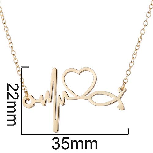 Heartbeat EKG Lifeline Pulse Necklace Nurses'day Nursing Jewelry for Doctor Nurse Medical Heart Life Line Pendant Jewelry Gift2