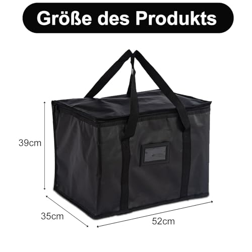 Kühltasche, 70L Faltbar Picknicktasche, Wiederverwendbar Isoliertasche, Auslaufsicher & Wasserdicht Picknicktasche, Tragbar Isoliert Einkaufstasche für Outdoor Reisen BBQ Camping(Schwarz)
