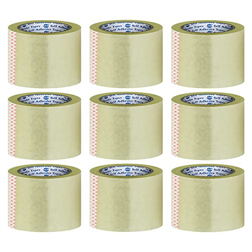 Image of VCR Self Adhesive Transparent Cello Tape - 35 Meters in Length - 96mm / 4 inch Width - 9 Rolls Per Pack - BOPP Industrial Packaging Tape for E-Commerce Box Packing, Office and Home use