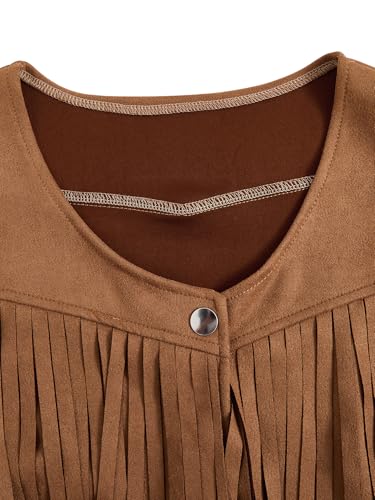 Verdusa Women's Tassel Suede Vest Sleeveless Fringe Hippie Crop Jacket3