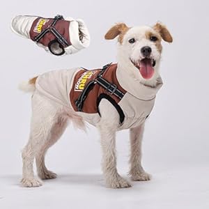 Hundemantel Winter Hundejacke Haustier Skifahren Kostüm Wasserdicht & Winddicht,Ärmellose Baumwolle Gepolsterte Weste mit Reflektoren Reißverschluss (Kaffee, XL)