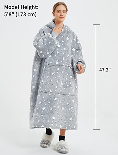 Image of KFUBUO Wearable Blanket Hoodie for Adults With Pocket Glow in the Dark | Extra Long, Sherpa, Fuzzy Blanket, Oversized Sweatshirt Blanket, Kangaroo Pouch, Cute Birthday Gifts for Women, Cute Stuff