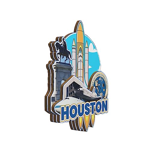 Imán decorativo de madera Houston Texas USA para refrigerador miniatura 2
