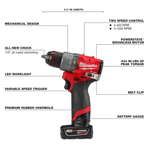 Milwaukee Electric - M12 Fuel. 1/2 Hammer Drill-Driver KIT - image 3