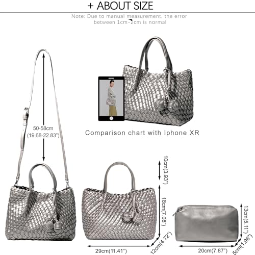 Image of Woven Tote Bag for Women, Hobo Bag for Work, Large Beach Travel Handbags and Purses, Retro Shoulder Bag, Shopping Bag