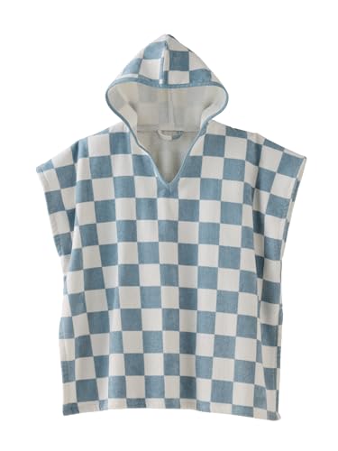 VERTBAUDET Poncho de bain/plage enfant, avec coton recyclé carreaux bleu 8/10A